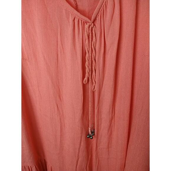 Justify Pink V Tassel Long Sleeve Semi Sheer Blouse. Size 1X - Picture 4 of 11